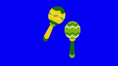 Yeşil ve sarı marakaların 4k dikey videosu. Karnaval kavramı.