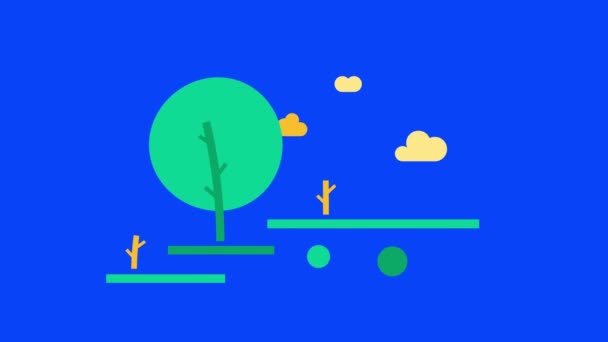 Вертикальне Відео Зеленого Дерева Синьому Фоні Концепція Досліджень Світу — стокове відео