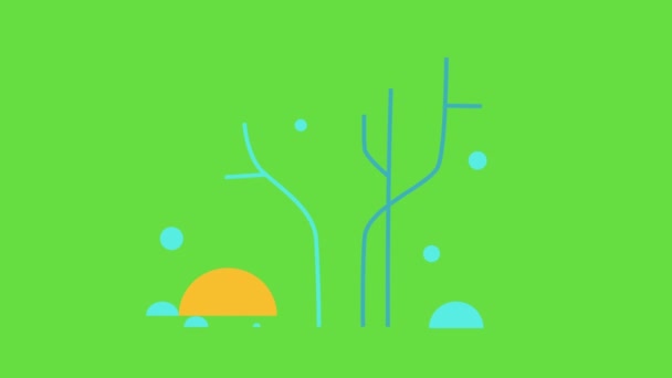 Video Cartoon Water Yellow Sun Green Background Concept Exploring World — Stock Video