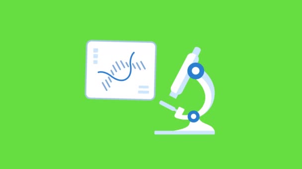 Video Cartoon Microscope Blue Background Concept Genetics — Stock video