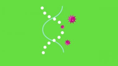 4k video of abstract DNA and germs on green background. Concept of genetics.
