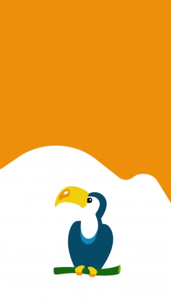 Video Cartoon Bird Toucan White Background Concept Carnaval — Vídeo de stock