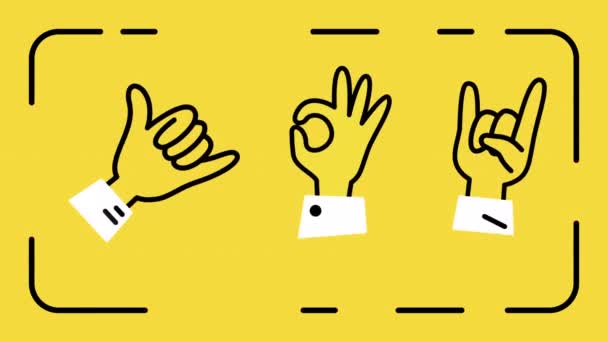 Video Hands Set White Sleeves Yellow Background Concept Hands Set — Vídeo de Stock