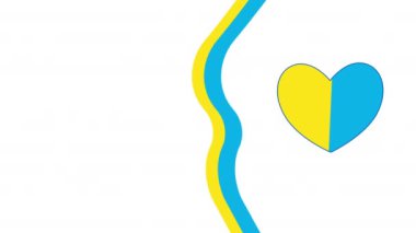 4k vertical video of cartoon sign of the Ukrainian heart with blue and yellow line. Concept of sign of the Ukrainian heart