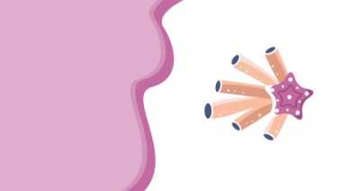 4k vertical video of cartoon starfish on white background. Concept of underwater.