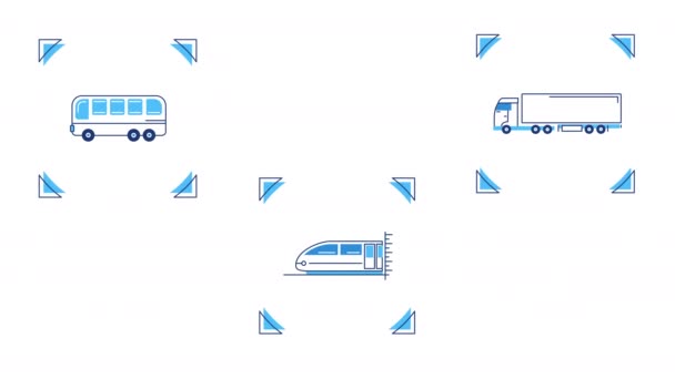 Video Cartoon Transportation Icon Set White Background Concept Transportation — Stok video