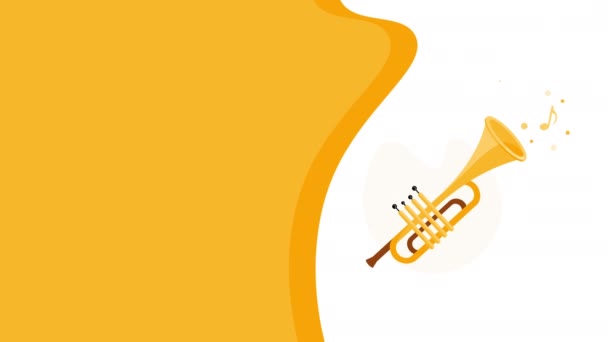 Video Kresleného Trumpetového Hudebního Nástroje Koncept Hudby — Stock video