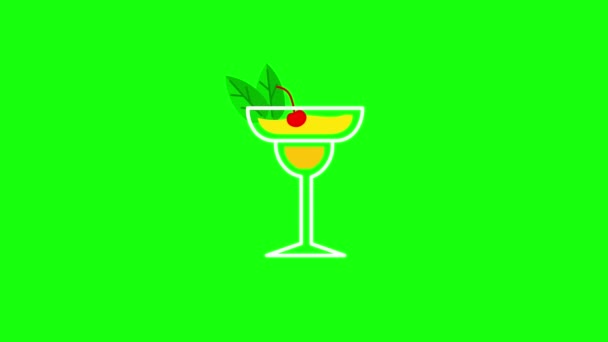 Video Disegno Cocktail Cartone Animato Verde Concetto Barra — Video Stock