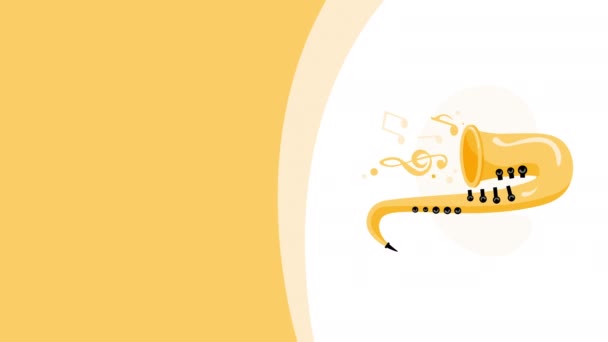 Video Cartoon Saxophone Musical Instrument Concept Music — Stock Video