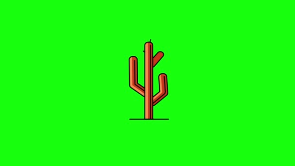 Vertikal Video Tecknad Kaktus Grön Bakgrund Begreppet Cowboy — Stockvideo