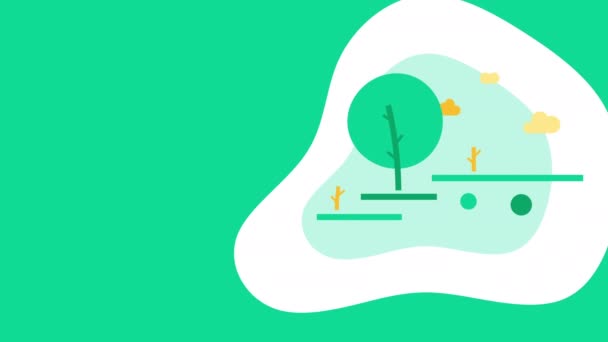Animation Single Tree Scenery Geometric Style Concept Nature — Stock Video