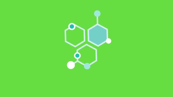 绿色背景下抽象分子结构的4K视频 遗传学的概念 — 图库视频影像