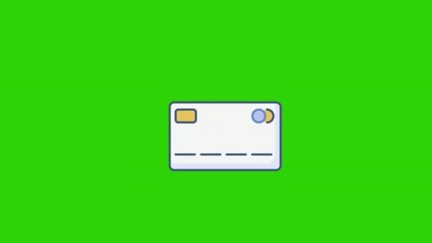 Video Cartoon Credit Card Green Background Concept Credit Card — Stock Video