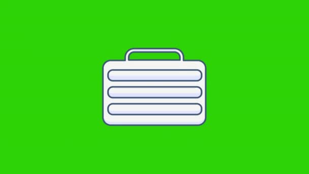 Video Cartoon Business Suitcase Green Background Concept Business — Stock Video