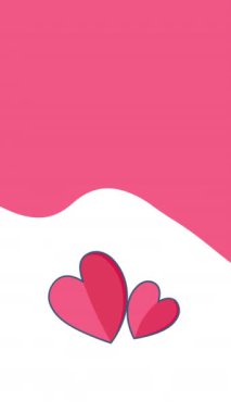 4k dikey pembe kırık kalp videosu beyaz zemin üzerinde ok ile. Yürek kavramı.