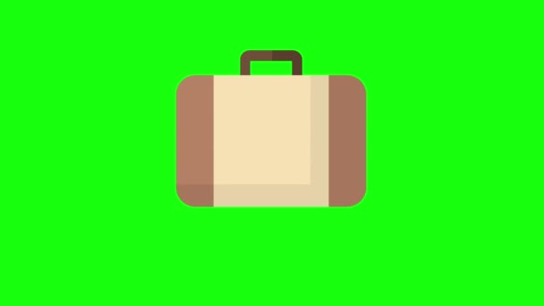 Video Cartoon Travel Suitcase Green Background Concept Suitcase — Stock Video
