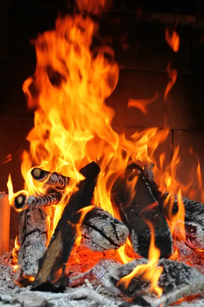 Fuego en una chimenea — Foto de Stock