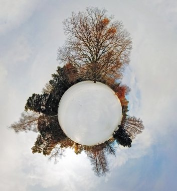 küçük gezegen - kış zamanında küre - 360 derece panorama