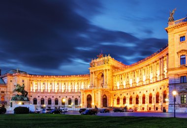 Vienna Hofburg Imperial Palace at night, - Austria clipart