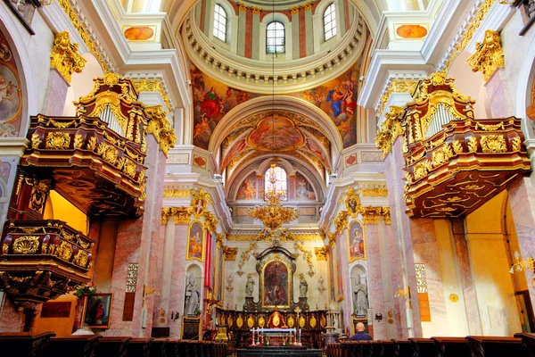 Interieur van de kathedraal van saint nicholas in ljubljana - Slovenië — Stockfoto