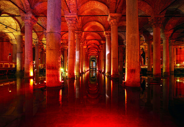 Underground basilica cistern. Byzantine water reservoir build by