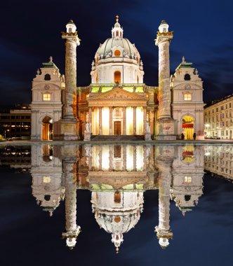 Gece Viyana - St. Charles Kilisesi - Avusturya