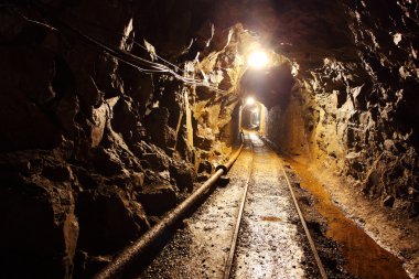 Mine with railroad track - underground mining