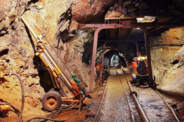 Underground train in mine — Stock Photo, Image