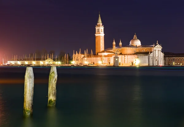 Natt syn på san giorgio maggiore - Venedig - Italien — Stockfoto