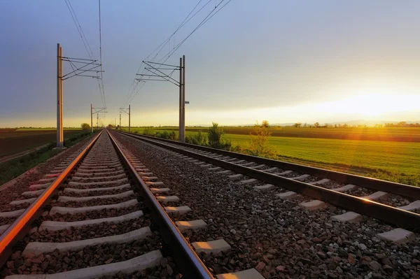 Ferrovia al tramonto — Foto Stock
