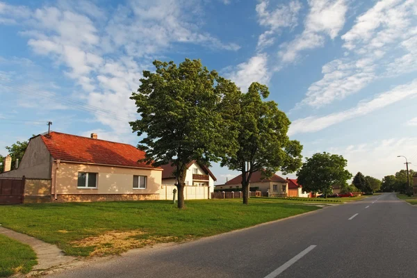 Dorp weg met huizen in Slowakije — Stockfoto