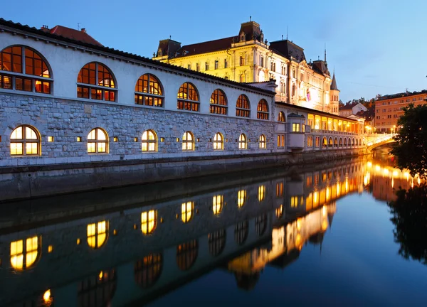 Ljubljana på natten — Stockfoto