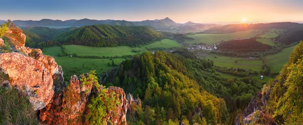 Spring Mountain sunset panorama in Slovakia — Stock Photo, Image