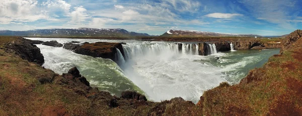 Panoramic view - Godafoss waterfalls in Iceland — Stock Photo, Image