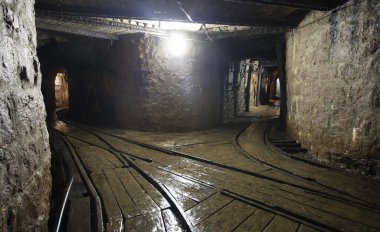 Mine railway in undergroud clipart