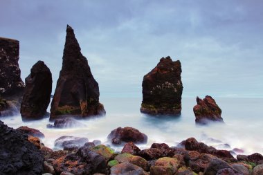 kayalık sahil yakınında reykjanes, İzlanda