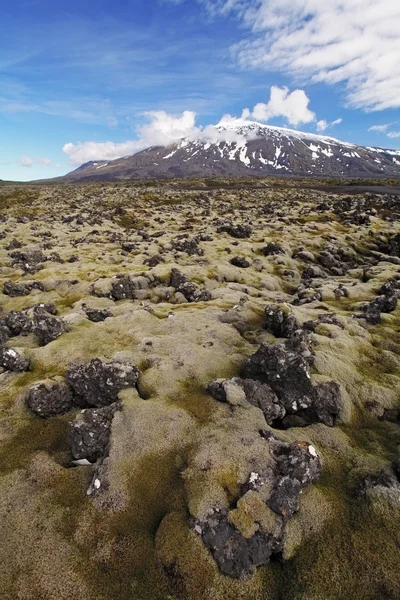 Sopka na západě Islandu s lávové pole - snaefellsjokull — Stock fotografie