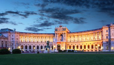 Vienna Hofburg Imperial Palace at night, - Austria clipart