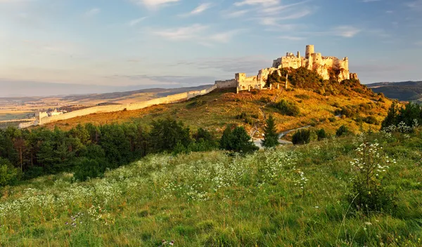 Slovakien landskap med spissky castle — Stockfoto