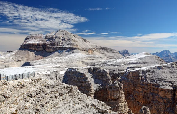 Dolomiterna moutnain toppar Visa piz boe, sella, Italien — Stockfoto