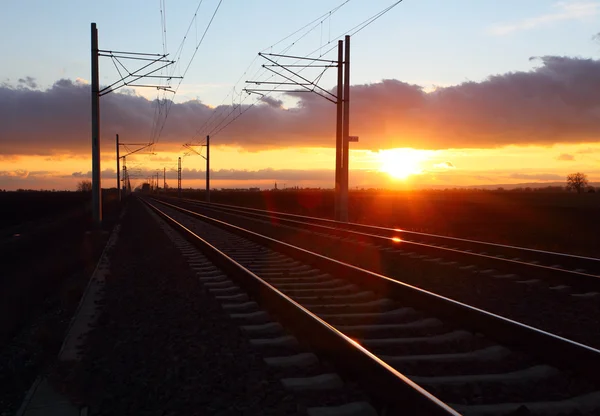 Railway at dusk — Stock Photo, Image