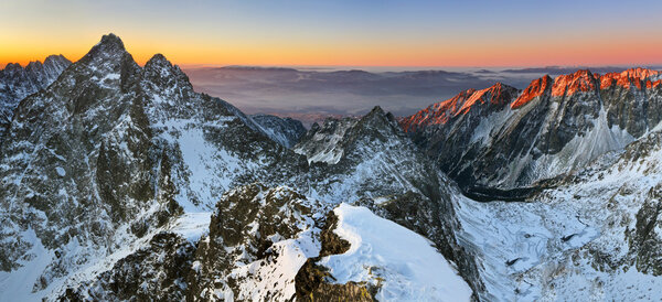 Beautiful sunrise in winter Tatra mountain - Slovakia