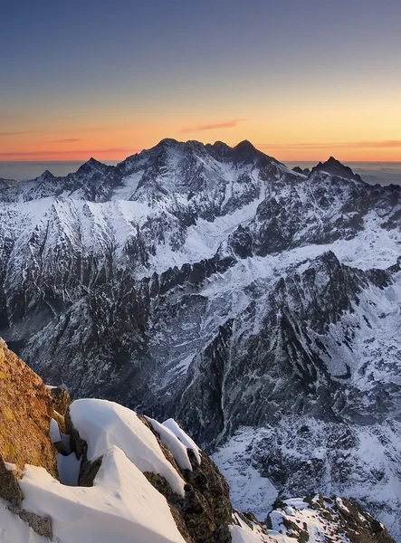 Puesta de sol en alta montaña Tatras — Foto de Stock