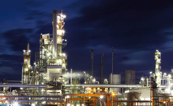Oil and gas industry - refinery at twilight - factory
