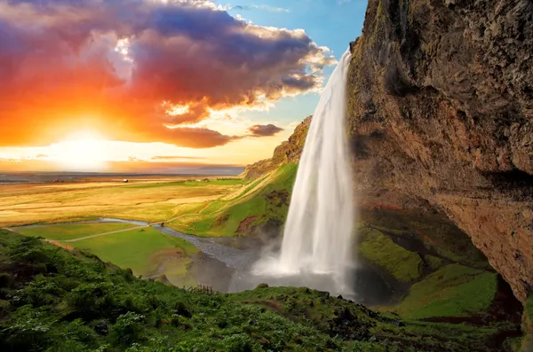 Waterfall, Iceland - Seljalandsfoss Stock Picture