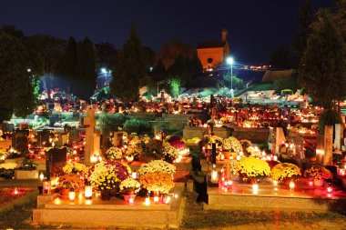 Cemetery at night clipart