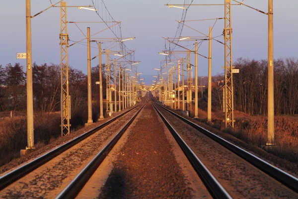 Tren de marfă în calea ferată — Fotografie, imagine de stoc