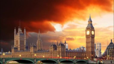 Londra - günbatımında zaman atlamalı