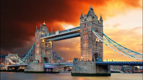 Тауэрский мост - Лондон, Тайм-ап — стоковое видео