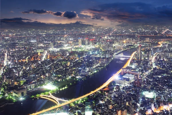 Panorama do horizonte de Tóquio à noite da Torre de Tóquio, Japão — Fotografia de Stock